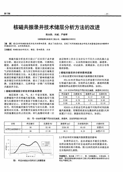 核磁共振录井技术储层分析方法的改进