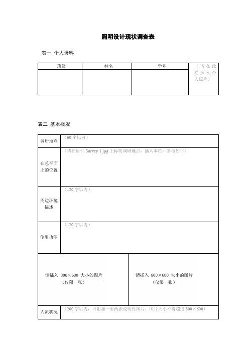 照明现状调查表