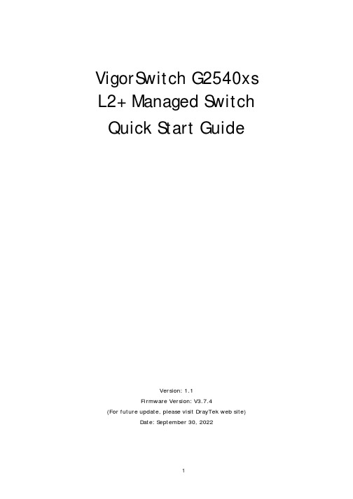 G2540xs L2+ Managed Switch Quick Start Guide