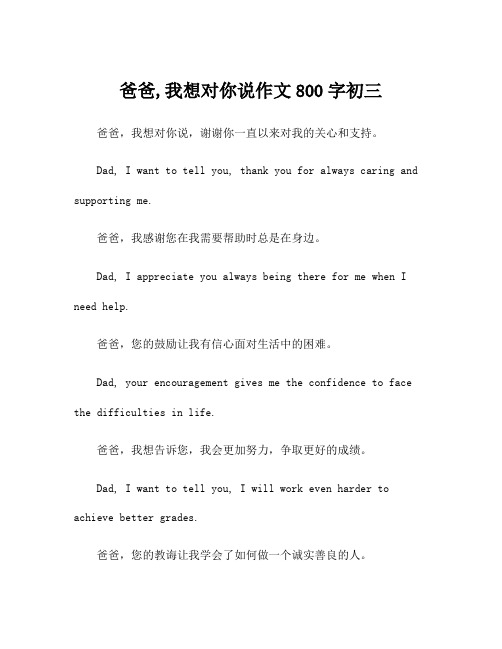 爸爸,我想对你说作文800字初三