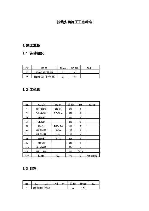 拉线安装施工工艺标准