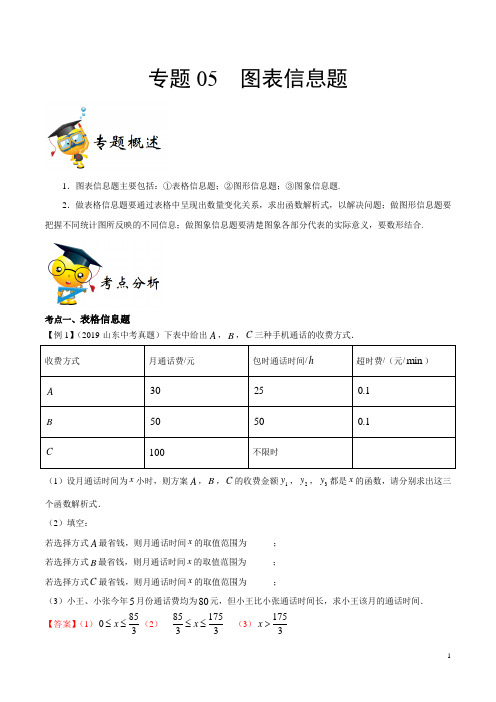 2020年中考数学专题拓展讲练5 图表信息题(含答案)