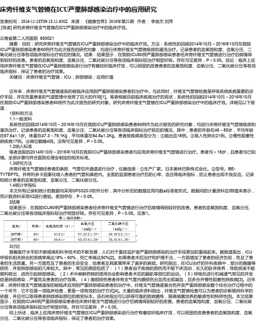 床旁纤维支气管镜在ICU严重肺部感染治疗中的应用研究