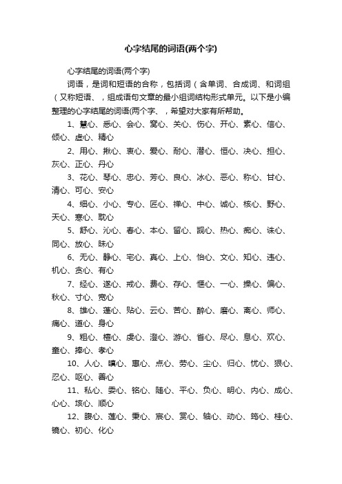 心字结尾的词语（两个字）