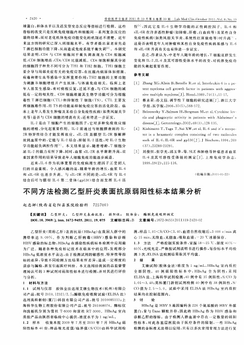 不同方法检测乙型肝炎表面抗原弱阳性标本结果分析