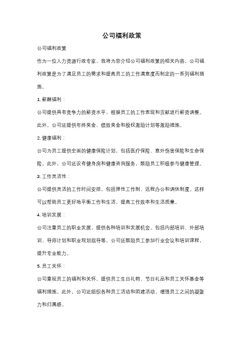 公司福利政策