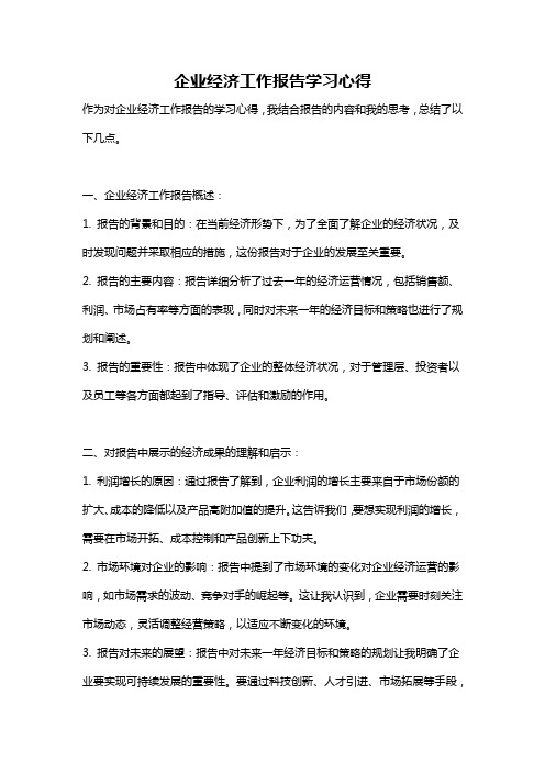 企业经济工作报告学习心得