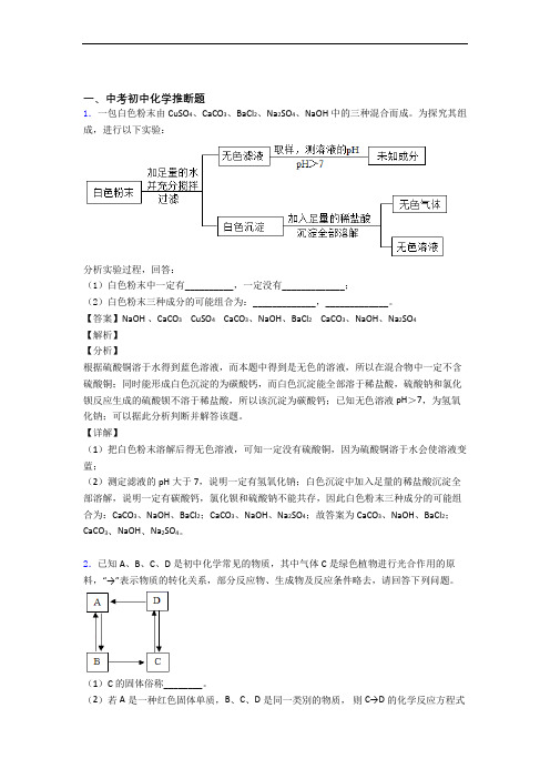 中考化学《推断题的综合》专项训练附答案