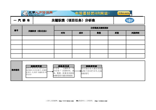 关键职能职责分析表