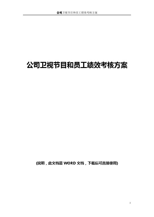 电视台卫视节目和员工绩效考核方案