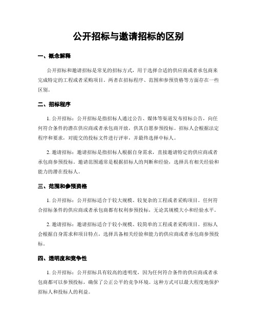 公开招标与邀请招标的区别