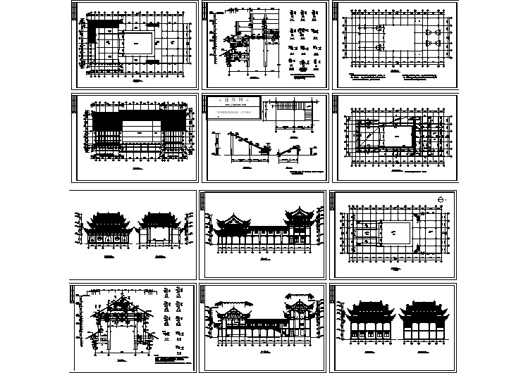 非常实用古建筑祠堂戏台整套建筑CAD施工设计图