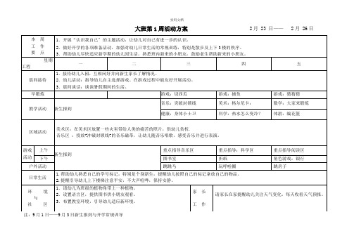 幼儿园大班周计划表超级详细