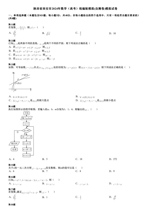 陕西省西安市2024年数学(高考)统编版模拟(自测卷)模拟试卷