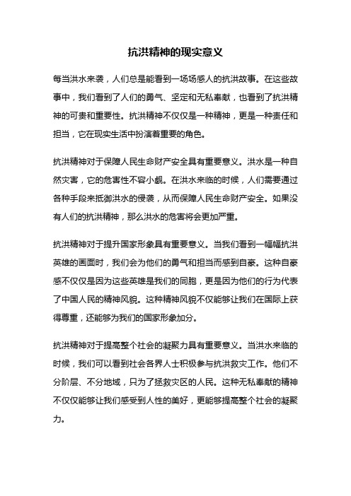 抗洪精神的现实意义