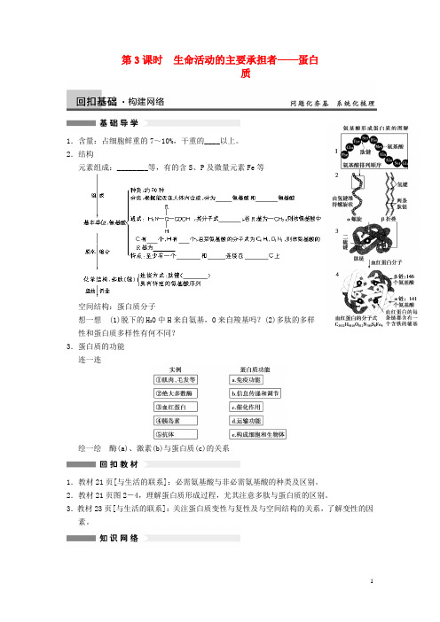 高考生物大一轮复习 第3课时 生命活动的主要承担者——蛋白