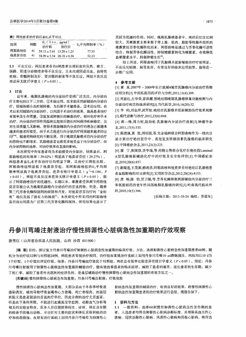 丹参川芎嗪注射液治疗慢性肺源性心脏病急性加重期的疗效观察