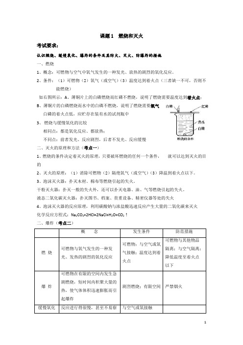 九年级化学第七单元 燃料及其利用  知识点归纳与练习