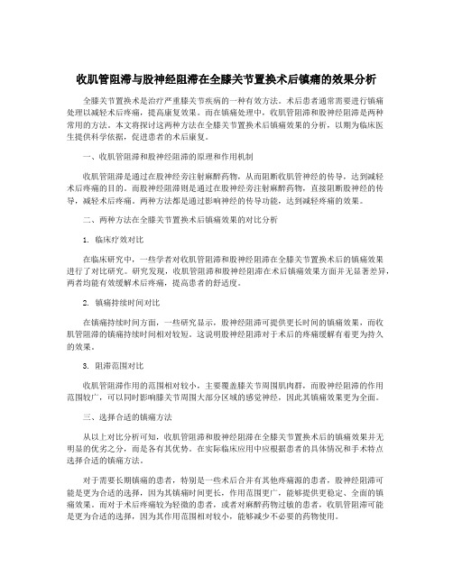 收肌管阻滞与股神经阻滞在全膝关节置换术后镇痛的效果分析