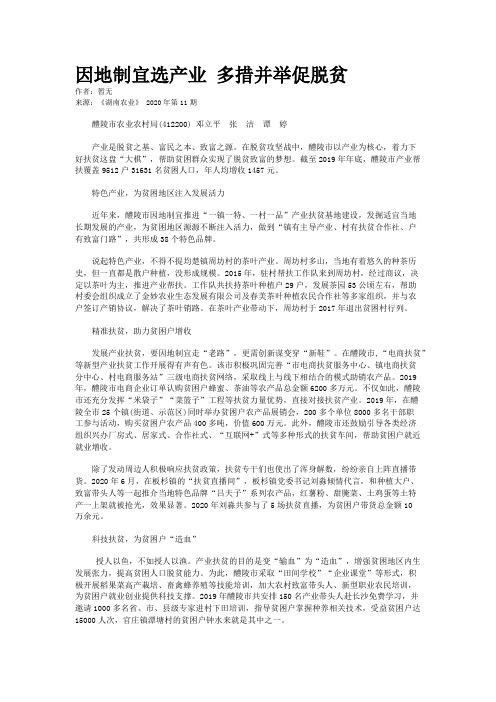 因地制宜选产业 多措并举促脱贫