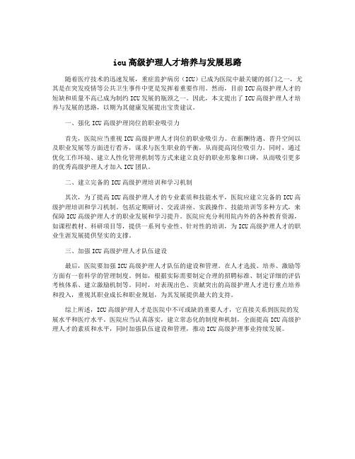 icu高级护理人才培养与发展思路