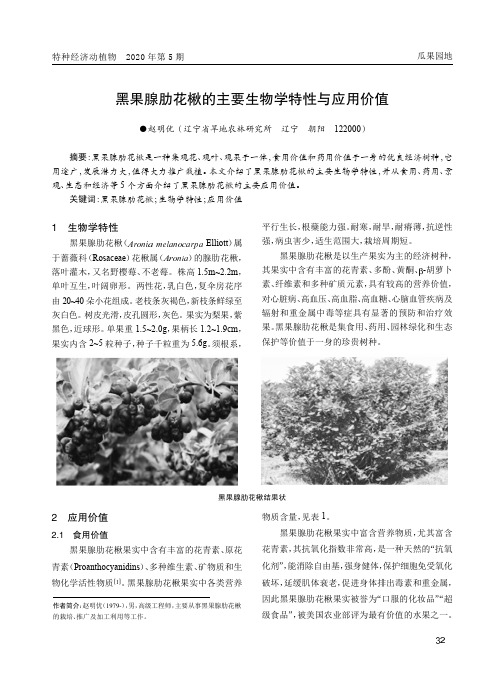 黑果腺肋花楸的主要生物学特性与应用价值