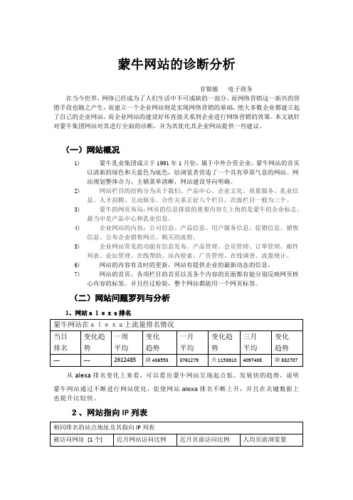 蒙牛 网络营销综合评价报告