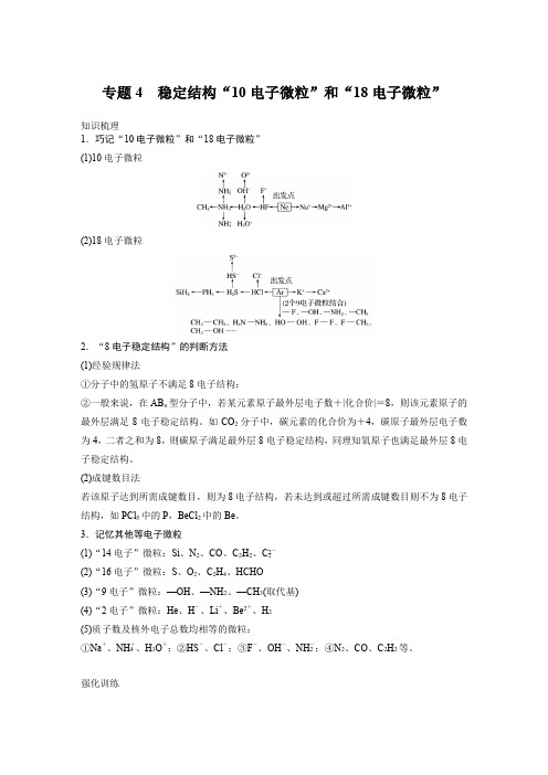 专题四 稳定结构“10电子微粒”和“18电子微粒”