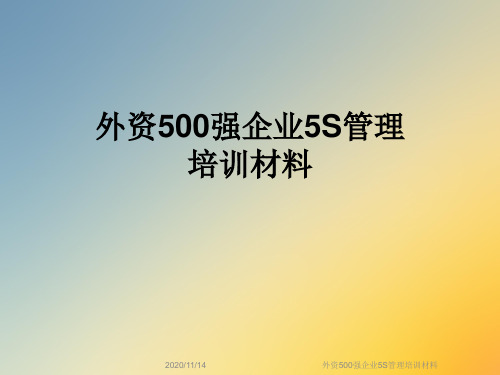 外资500强企业5S管理培训材料