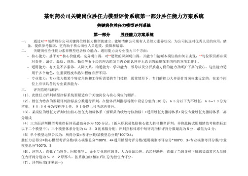 某制药公司关键岗位胜任力模型评价系统第一部分胜任能力方案系统