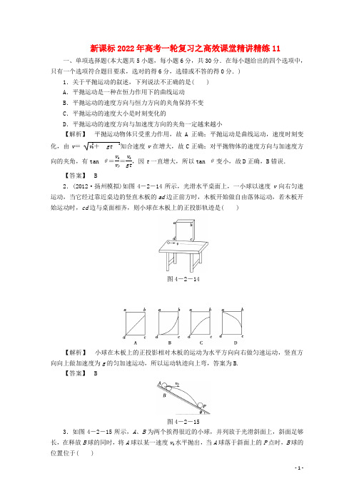 (新课标)2022年高考物理一轮复习 高效课堂精讲精练11