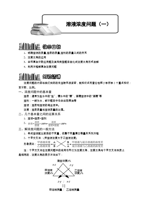 【精选】奥数：溶液浓度问题(一).学生版