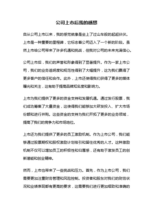 公司上市后我的感想