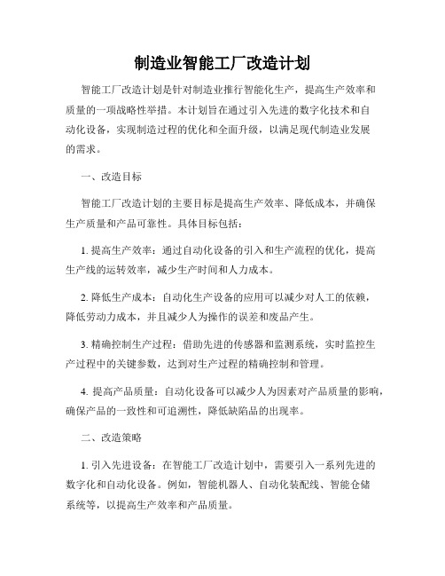 制造业智能工厂改造计划