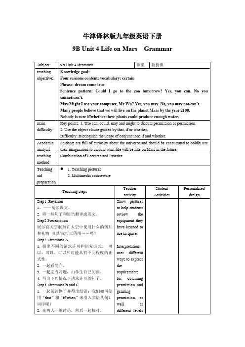 unit4 Grammar课时教案牛津译林版九年级英语下册