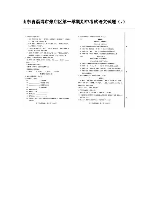 山东省淄博市张店区第一学期期中考试语文试题(,)