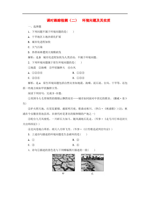 高中地理 课时跟踪检测(二)环境问题及其实质 鲁教版选修6