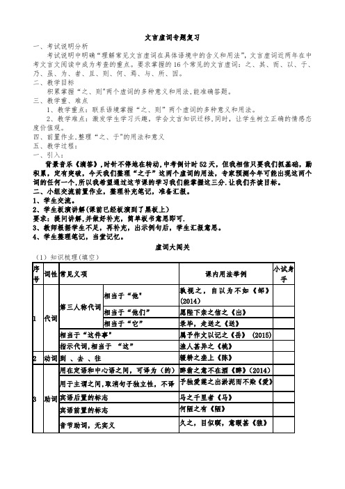 文言虚词专项复习教案