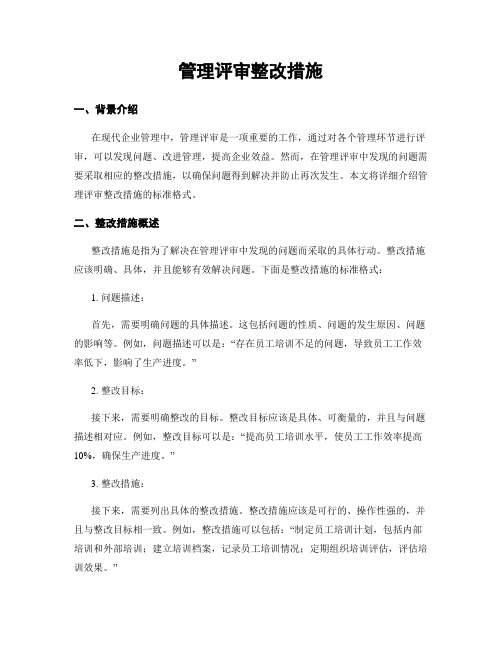 管理评审整改措施