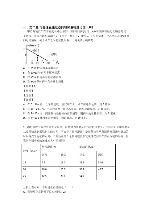 高一物理第二章 匀变速直线运动单元练习(Word版 含答案)