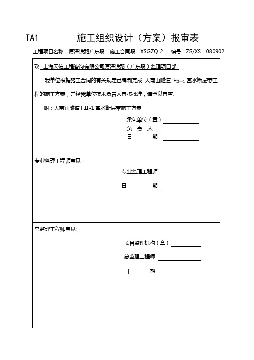 大南山隧道进口FⅡ-1富水断层带施工方案