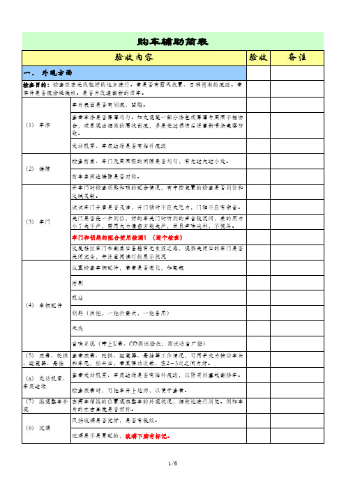 提车验收表