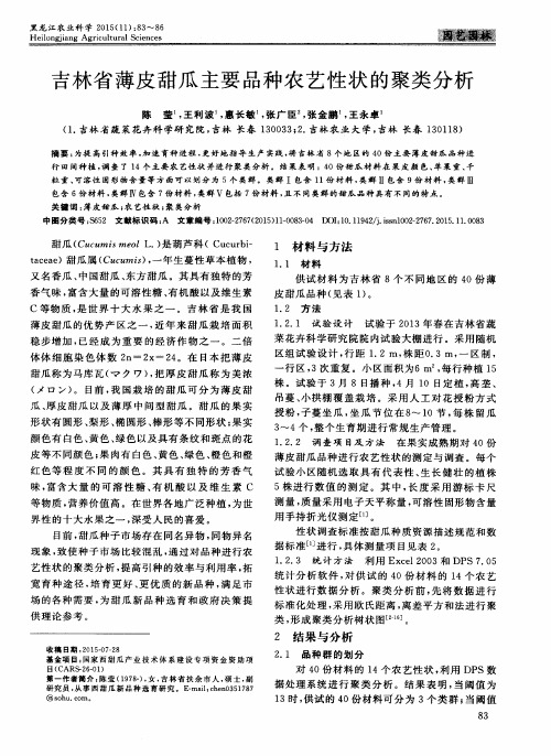 吉林省薄皮甜瓜主要品种农艺性状的聚类分析