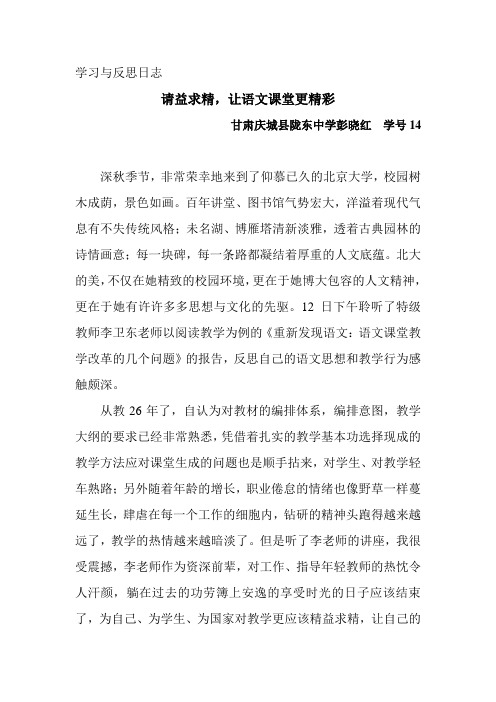 学习与反思日志