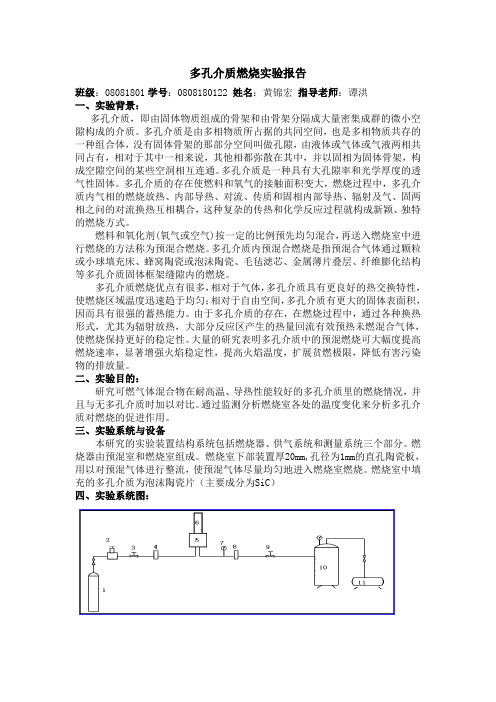 多孔介质燃烧实验报告