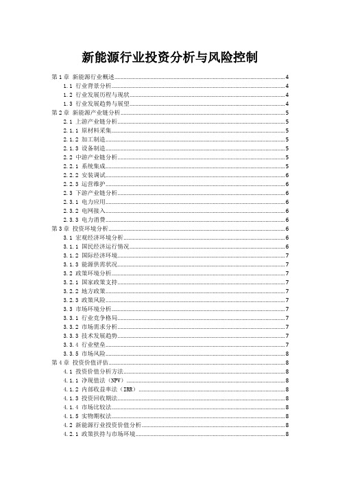 新能源行业投资分析与风险控制