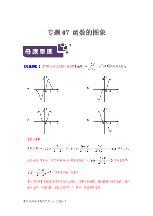 专题07 函数的图象-2019年高考数学(理)母题题源系列(全国Ⅲ专版)(解析版)