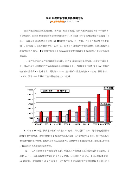 2008年铁矿石市场形势预测分析