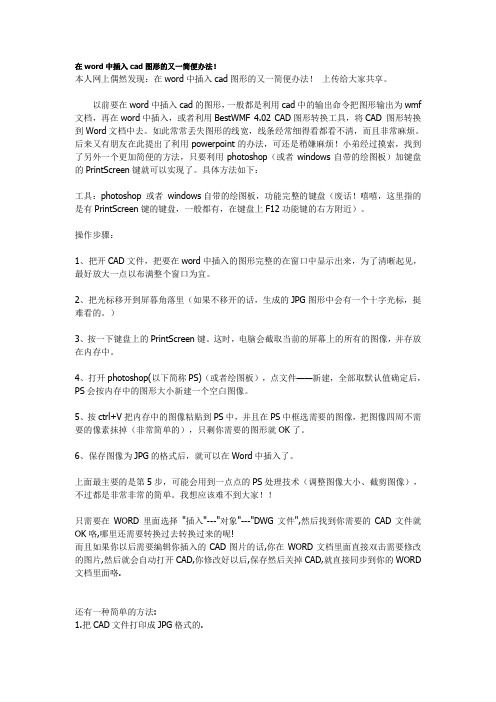 在word中插入cad图形的又一简便办法