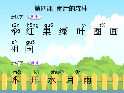 语文S版小学一年级语文上册《雨后的森林》生字词学习